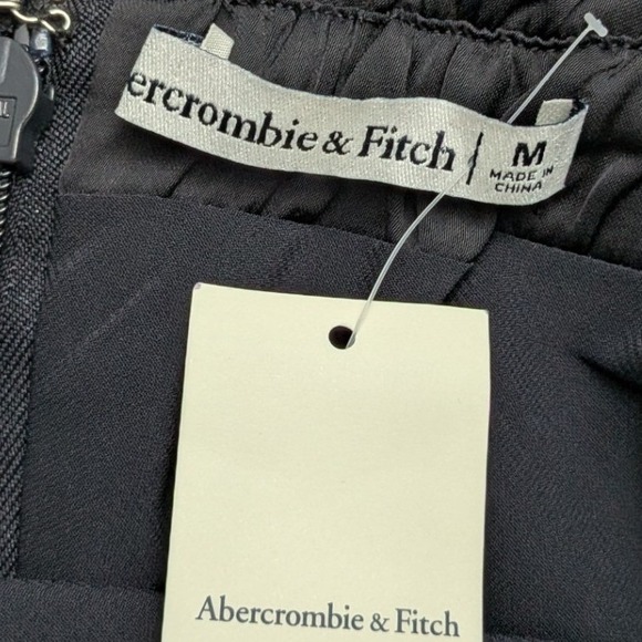Abercrombie & Fitch Black Off-the-Shoulder Satin Mini Dress Long Sleeve Sz M NWT - Picture 5 of 9
